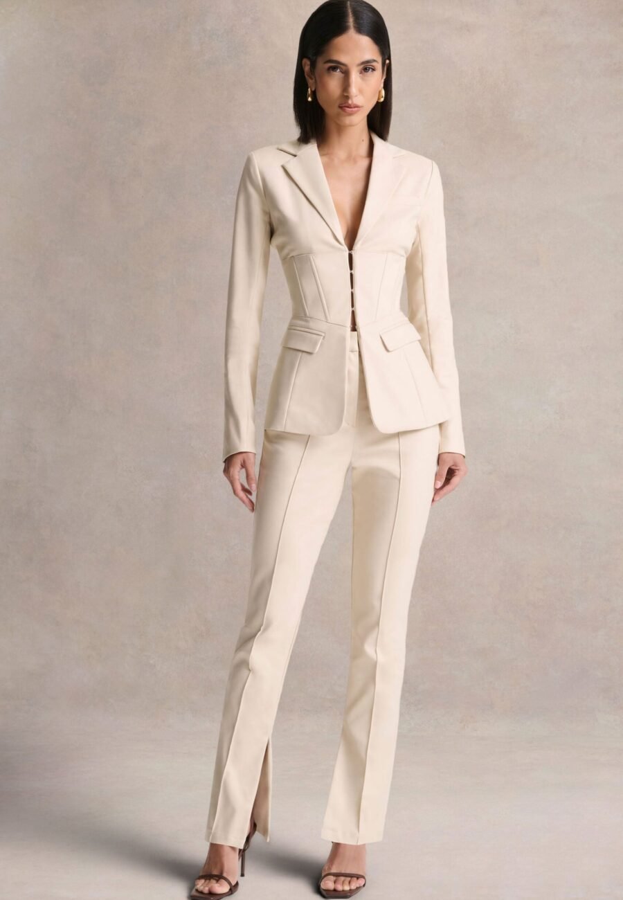 Wonder Woman | Cream High Waist Tailored Trousers With Hem Split