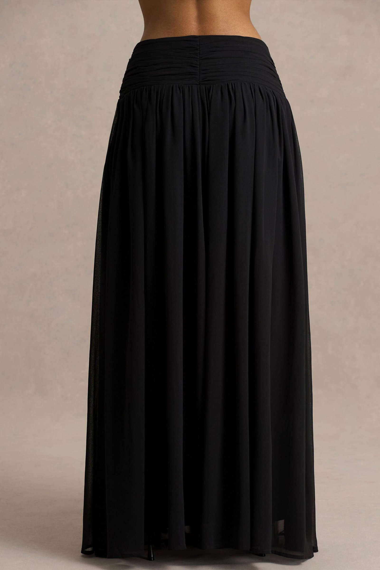 Spencer | Black Chiffon Pleated Maxi Skirt - Image 4