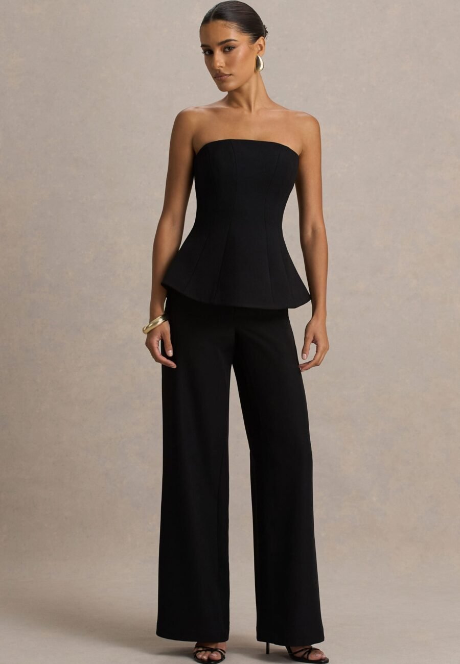 Silvia | Black Straight-Leg Trousers