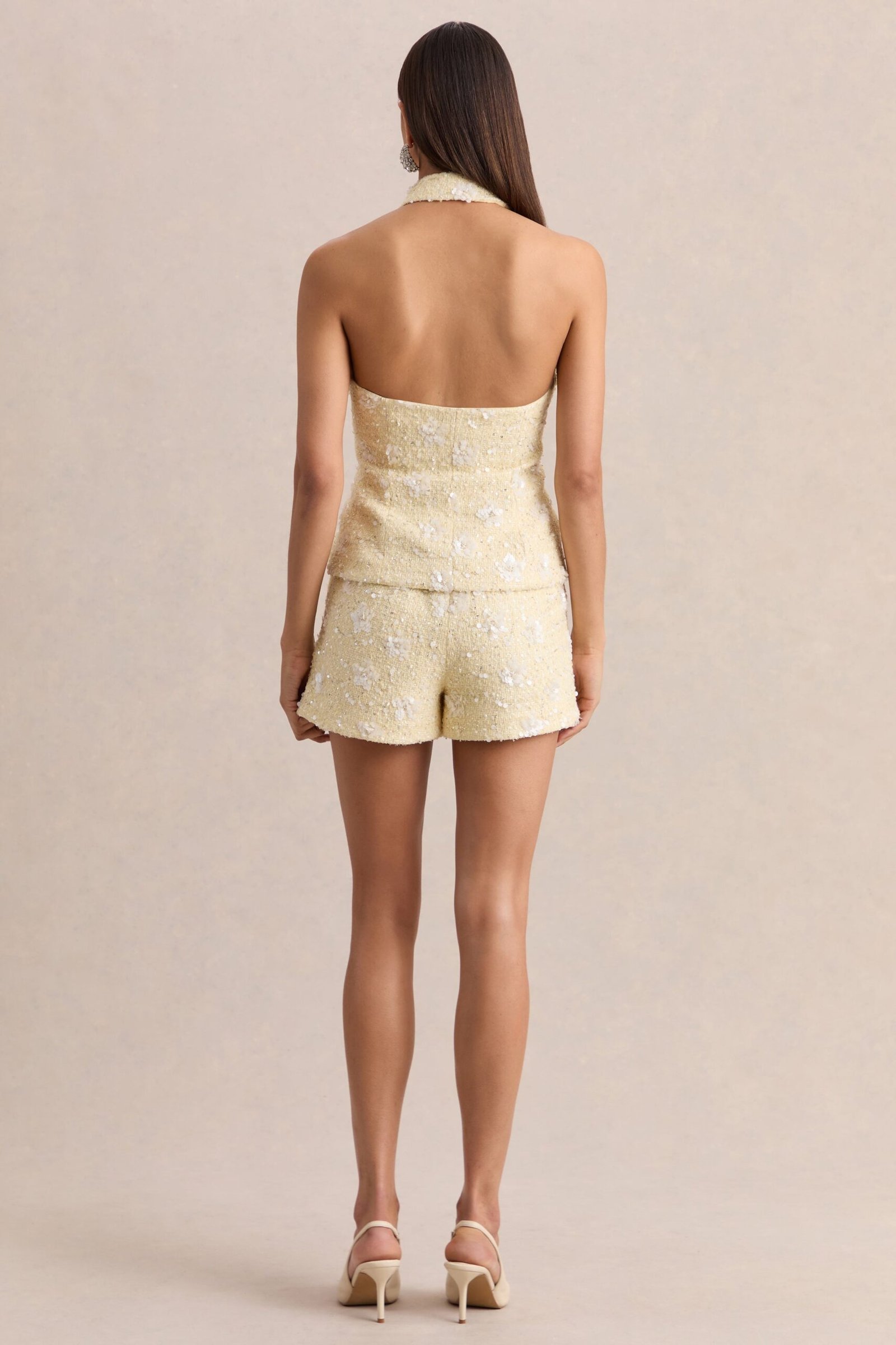 Blaise | Lemon Embellished Boucle Shorts - Image 2