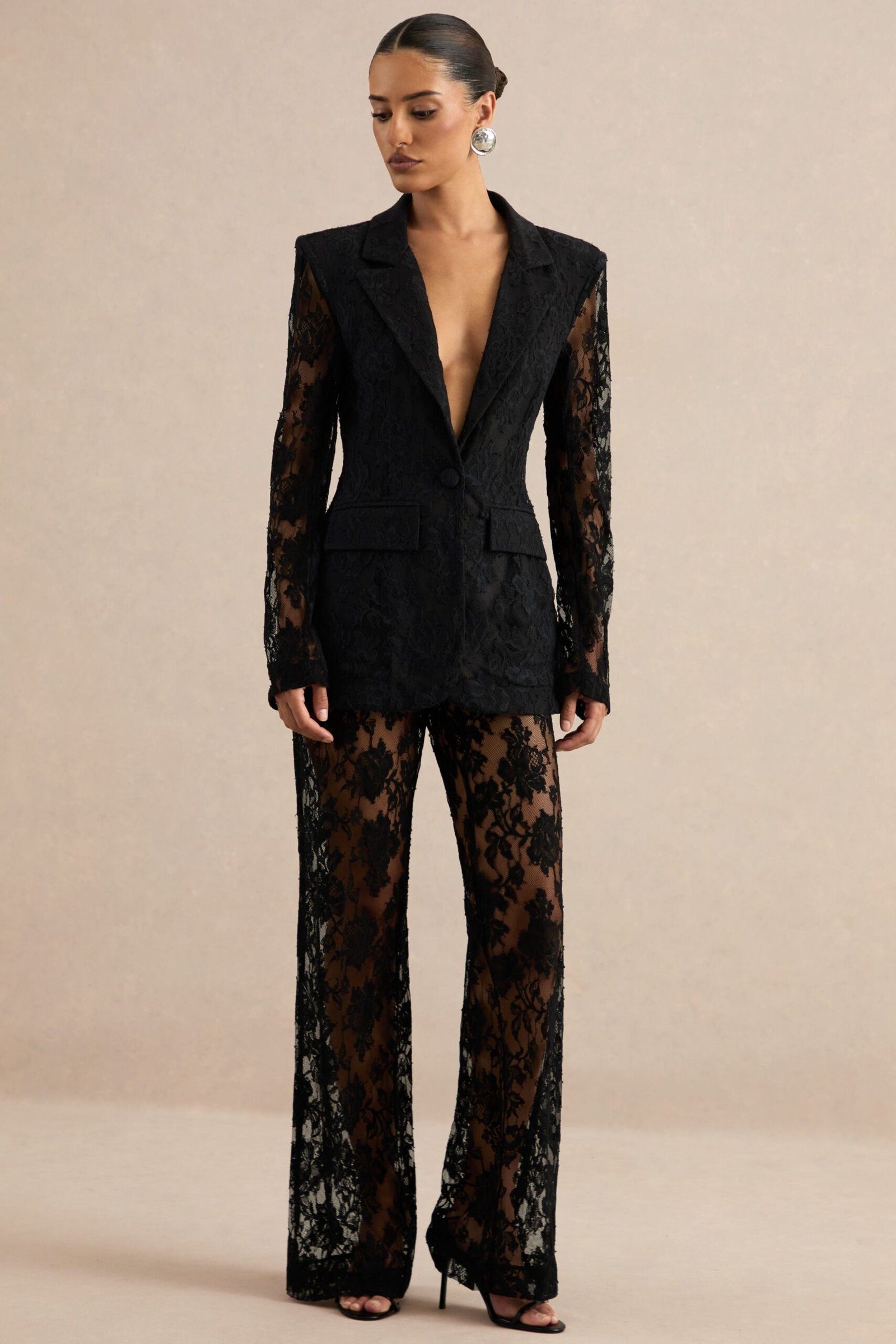 Viloria | Black Lace Wide-Leg Trousers - Image 4