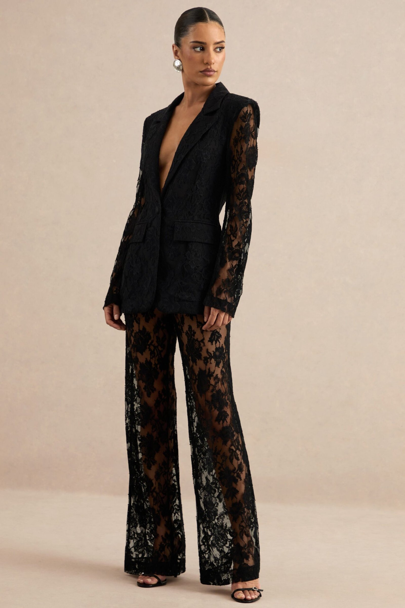 Viloria | Black Lace Wide-Leg Trousers - Image 5