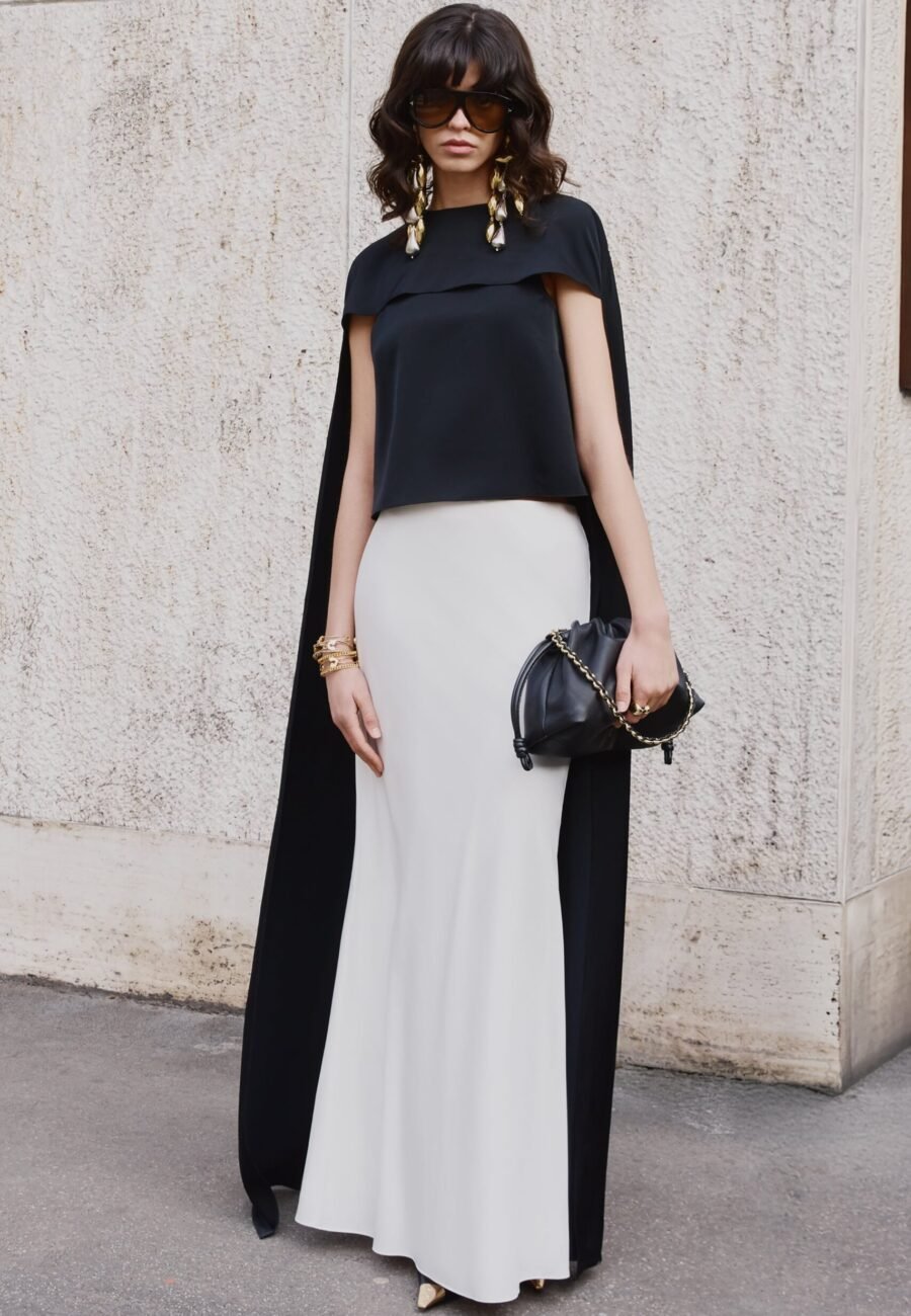 Iveta | White Satin Maxi-Skirt