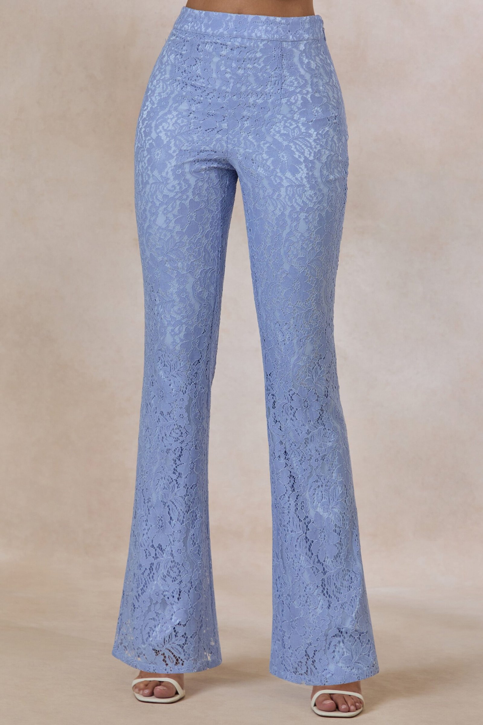 Tessara | Powder Blue Lace Tailored-Trouser - Image 4